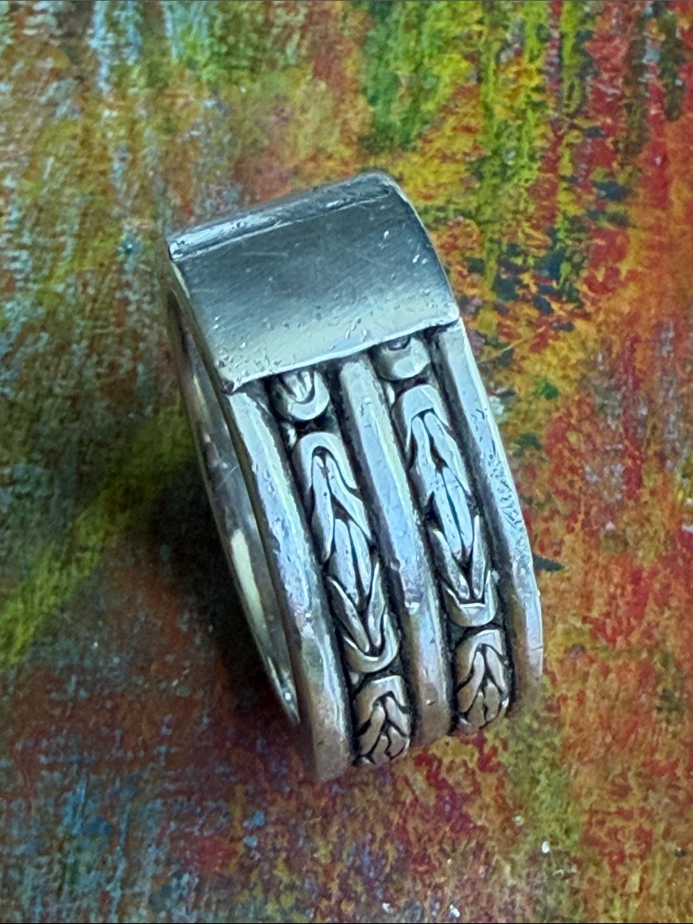 Sterling Silver Men’s Braided Band Ring 925 Heavy 26 g 'Bali Royal' Sz. 13.75
